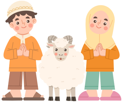 Illustration of Muslim children celebrating Eid Adha png