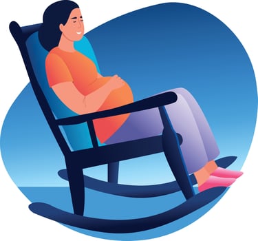 A character sitting on a rocking chair, flat style illustration vector