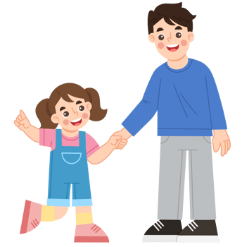 Illustration of a father holding a cheerful daughter png