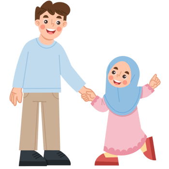 Illustration of a Muslim father holding a daughter png