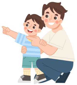 Illustration of Father and Son Pointing png