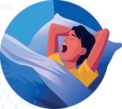 A flat style illustration of a yawning character vector