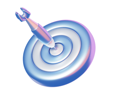 3D Target Icon with Dart in Glossy Pastel Colors Representing Business Goal, Accuracy, and Strategic Planning png
