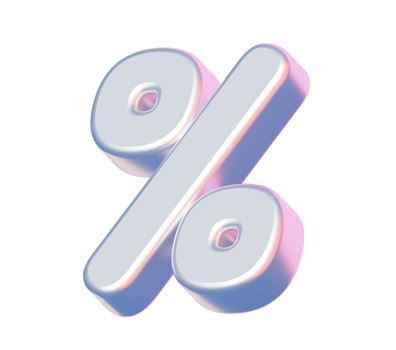3D Metallic Pastel Percent Icon Representing Interest Rate, Discount, Finance, Growth, or Data Analysis png