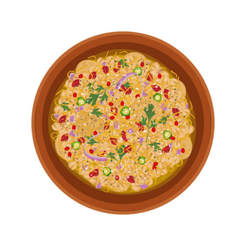 Illustration logo Clipart Top View Papdi Chaat or Papri Chaat or Dahi Papri Chaat vector