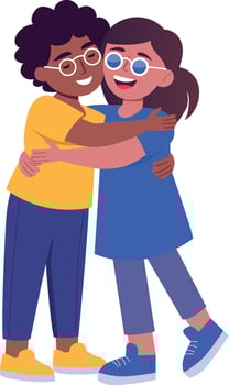 A flat style illustration of hugging friend vector
