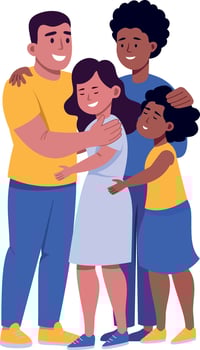 A flat style illustration of family standing together happily vector