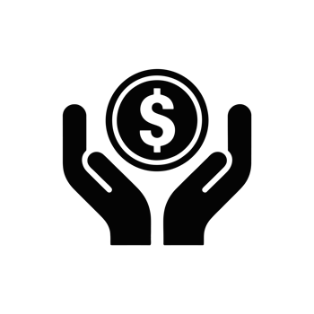 A pair of hands is depicted holding a coin with a dollar sign in the center, symbolizing financial support or investment cutouts png