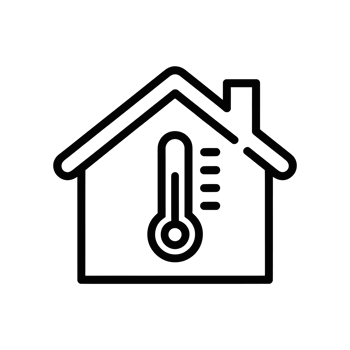 A simple line icon depicts a house with a thermometer inside, suggesting temperature monitoring or climate control cutouts png