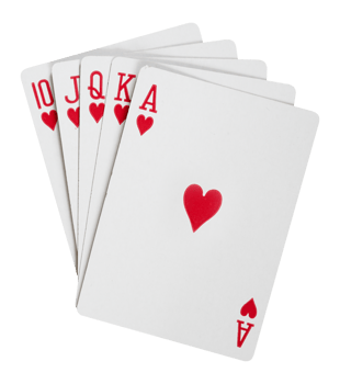 royal straight flush in hearts playing card isolated png