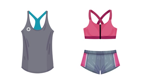 Tight Sportive Pair of Shorts or Trunks and Tank Top as Track Womenswear Set vector