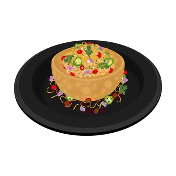 Illustration logo Clipart Katori Chaat Aloo Tikki Chaat Aloo Tokri Chaat Isolated vector