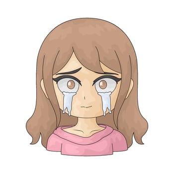 crying girl illustration vector