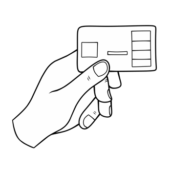 Line illustration hand hold credit card png