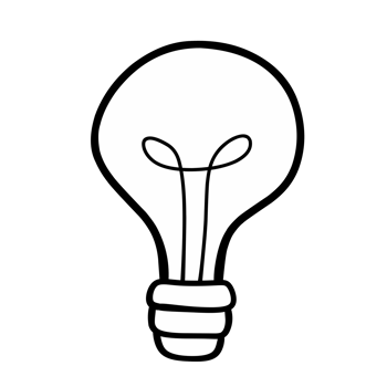 Line Illustration of a Glowing Lightbulb Idea png