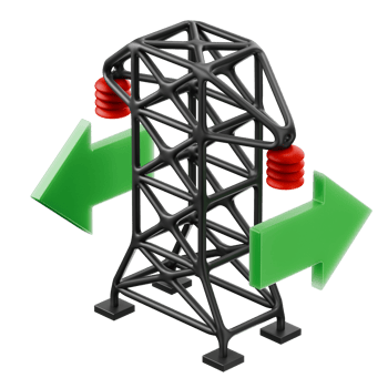 grid connection electricity system with green arrow direction 3d render icon illustration png