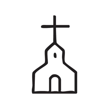 Cute Church line art vector