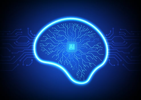 AI Artificial Intelligence Circuit technology background design for featuring futuristic system network. vector