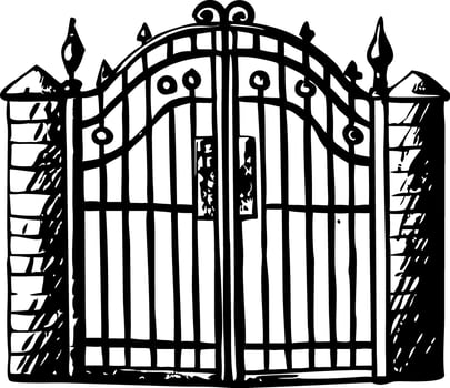 A vintage style icon of wrought iron gate vector