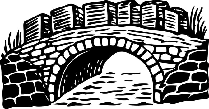A vintage style icon showing old stone bridge vector