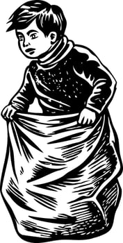 A sketchy style icon showing kids sack race game vector