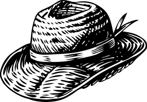 A sketchy style icon of straw hat vector