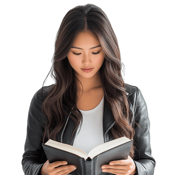 Woman Reading A Book for Study Isolated at Transparent Background png