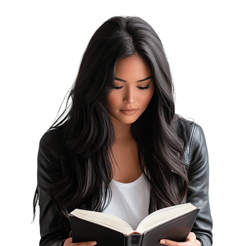 Woman Reading A Book for Study Isolated at the Transparent Background png
