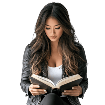 Woman Reading A Book for Study Isolated on Transparent Background png