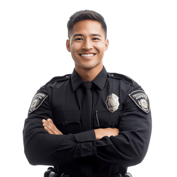 Smiling Police Officer Man in Uniform Portrait Isolated at the Transparent Background png