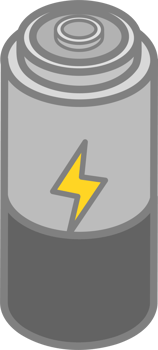 Grey Battery with Yellow Lightning Bolt Illustration png