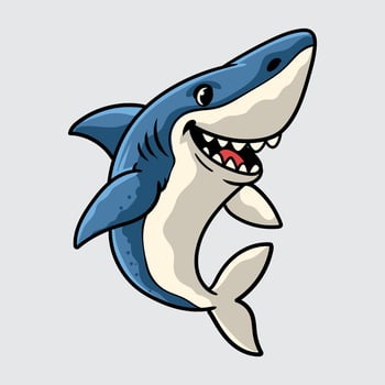 Cute megalodon aquatic Character Mascot in Cartoon Illustration vector