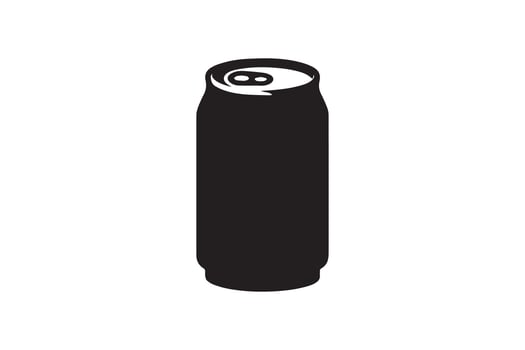 A can of soda is shown in black and white vector