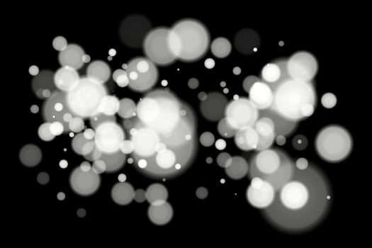 White lights are scattered on a black background vector