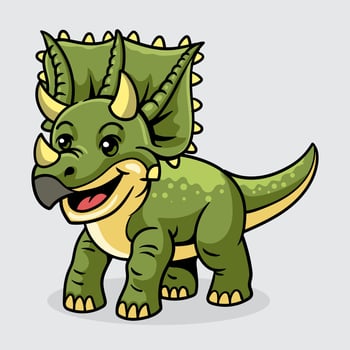 Cute Chasmosaurus Dinosaur isolated cartoon illustration with light background vector
