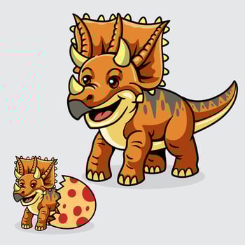 Cute Chasmosaurus and baby Dinosaur isolated cartoon illustration with light background vector