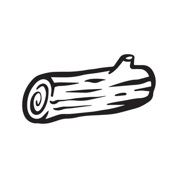Wooden log cartoon outline illustration vector
