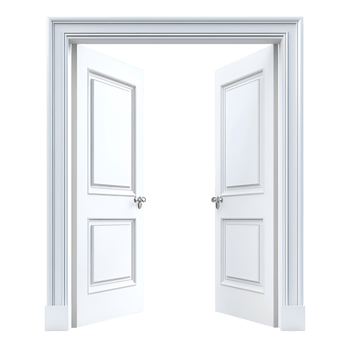 Open and Closed Wooden Door Illustration on Transparent Background png
