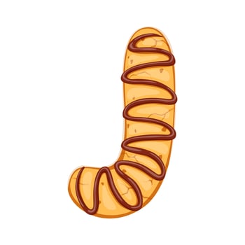Cafe dessert font shortbread cookie letter J vector