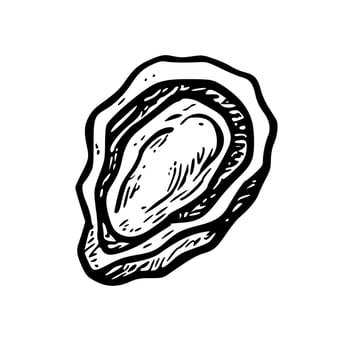 Hand Drawn Detailed Oyster Shell Sea Food Cuisine Illustration Icon vector