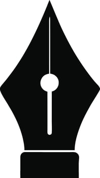 Black silhouette of a fountain pen nib high contrast design vector