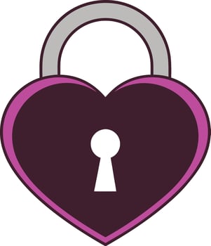 A purple heart with a keyhole in the middle vector