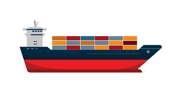 Container ship boxship with intermodal containers doing cargo shipment vector