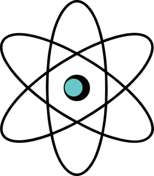 Stylized atomic structure icon black silhouette with transparent background vector