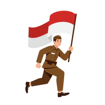 Illustrative depiction of a man with a national flag running forward with purpose png