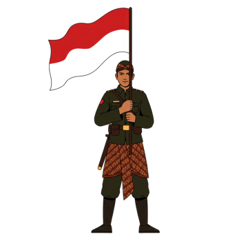 Illustration of a soldier with indonesian flag png