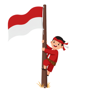 Animated illustration of Indonesian Independence Day celebration with child png