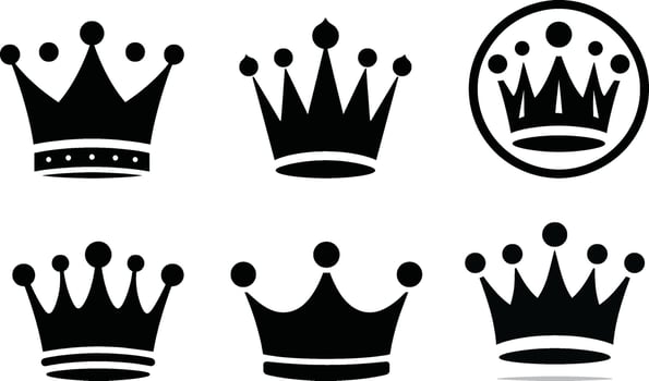 Simple Royal Crown Icons in Black for Designers and Gamers vector