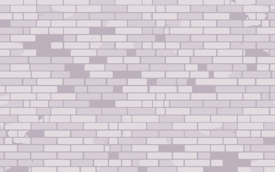 Textured wall of faded lavender bricks with visible mortar and imperfections vector