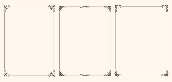 Simple frames with swirls in vintage style vector